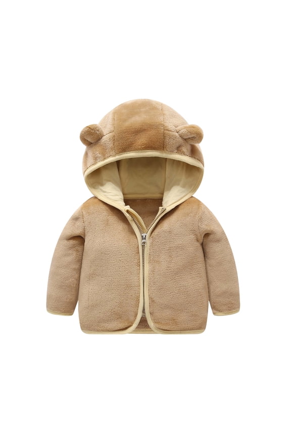 Baby Toddler Boys Girls Fleec𝖾 Jacket Hooded Zip Up Bear Coats Fuzzy Jacket Ear Hood Winter Warm Outerwear Cute Animal Jacket 1-5T Kids Ears Jacket Hoodies