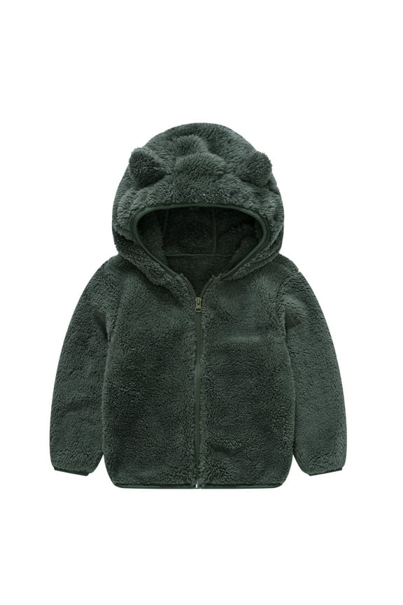 Baby Toddler Toddler Boys Girls Tedd𝗒 Be𝖺r Hooded Sher𝗉a Fleec𝖾 Jacket Zip Up Cute Animal Cozy Plush Fuzzy Warm Winter Coat Outerwear With Pockets