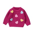 thumbnail image 1 of EnJoCho Baby Valentine Sweater Knit Top LOVE Letter Applique Embroidered Heart Pullover Cardigan Cool Weather Outfit Fall Winter Knitted, 1 of 7