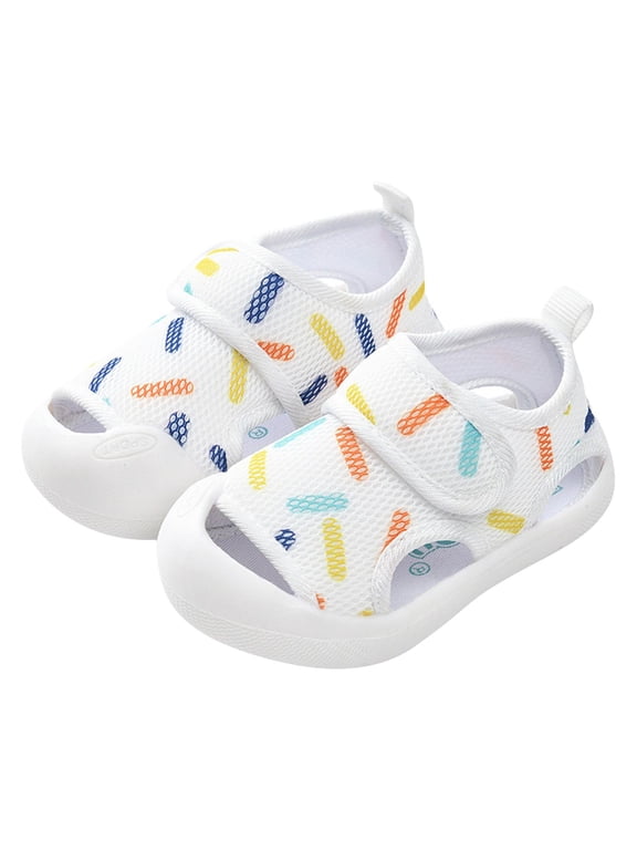 Baby Water Shoes Quick-Dry Mesh Sandals, Non-Slip First Walkers for Beach Pool Play, Adjustable Strap Toddler Shoes with Soft Sole for 0-24 Months Boys Girls