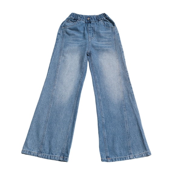 EnJoCho Baggy Jeans Girls Wide Leg Washed Denim Pants Pockets Elastic Waistband Tween Girls Trendy Clothes Casual Comfortable Stretchy Bottoms