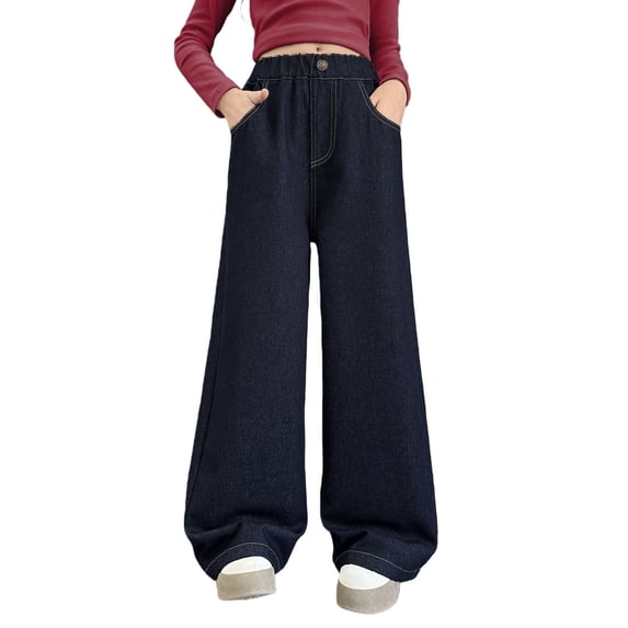 EnJoCho Baggy Jeans Teen Girls Straight Wide Leg Trendy Basic Denim Pants Bottom School Aesthetic Trousers Casual Vintagš¾ Street Style