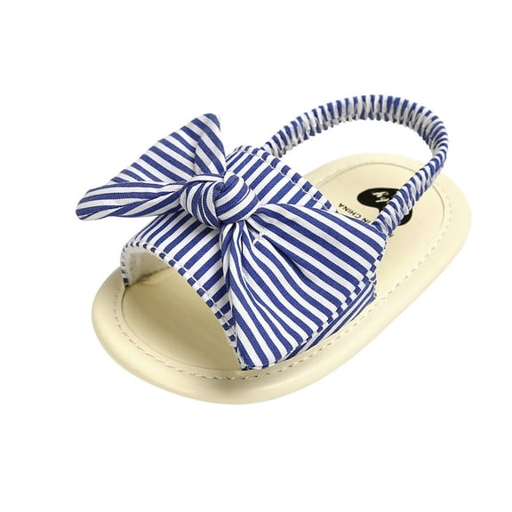 EnJoCho Barefoot Baby Sandals Non-Slip Dot Stripe Design - Flexible Prewalker Shoes for Toddler Girls 0-18M First Walking Footwear with Breathable Sole