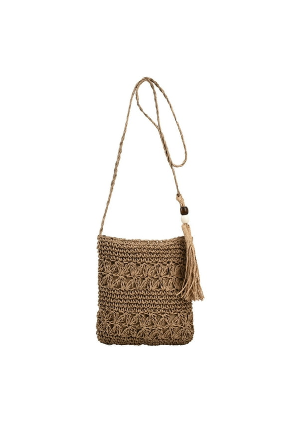 Beach Shoulder Bag Clutch Beige Clutch Boho Handwoven Raffia Bag Summer Beach Bag with Tassel Woman Weave Shoulder Bag for Work Travel Party Wedding Outdoor Trendy Matching Crossbody Bags