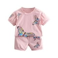 thumbnail image 1 of EnJoCho Bodysuit Short Summer Toddler Girl's Sports Outfits Butterfly Print Two Piece Baby Clothes Set for 1 To 5 Years Children Girl Trendy Clothing Set, 1 of 9