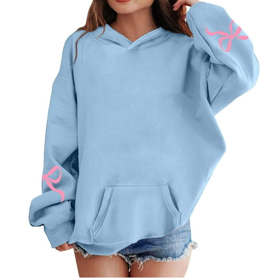 EnJoCho Bow Hoodie for Girls Kids Graphic Cute Hoodies Girl's Leopard Sweatshirts Prints Casual Pullover Sweatshirt