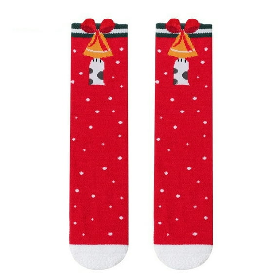 EnJoCho Boy Girl Christmas Knee High Cartoon Socks Toddler Kids Unisex Warm Thick Cotton Socks Santa Socks Long Stockings Baby Boys Girls Soft Cute Casual Socks School Home