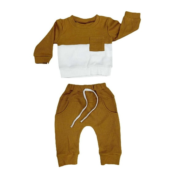 EnJoCho Boy formal Wear Toddler Boy's Long Sleeved Striped Patchwork Pantsuit Children Casual Sports Wear Clothing Sets 0-6 Months