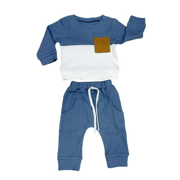 EnJoCho Boy formal Wear Toddler Boy's Long Sleeved Striped Patchwork Pantsuit Children Casual Sports Wear Clothing Sets 12-18 Months