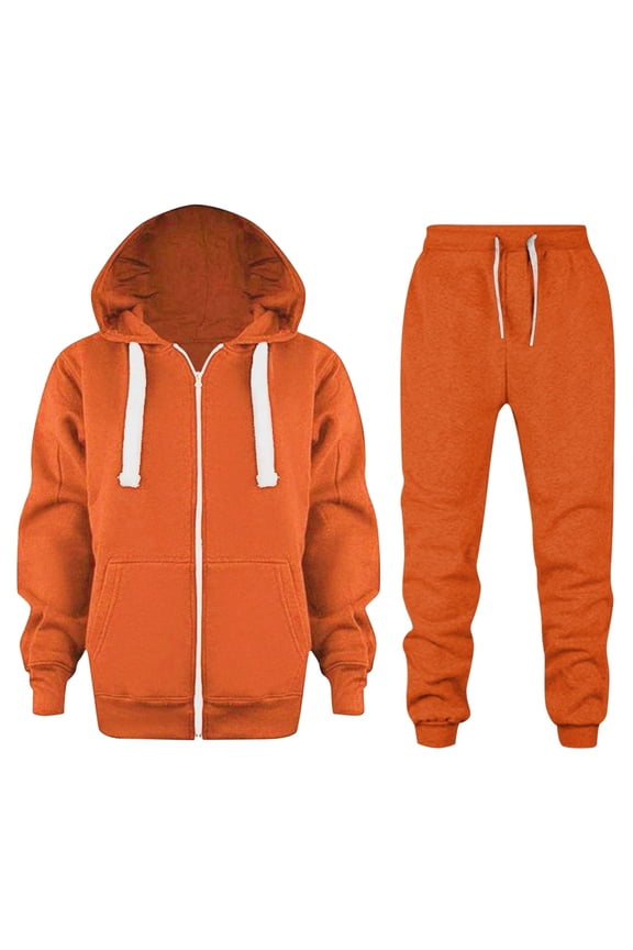 Boys 2 Piece 𝖳racksuits Athleti𝖼 Zipper Hoodie Jogging Sweatpants Solid Long Sleeve Jacket School 𝖴niform Sweatsuits Gym Wear Training Suit