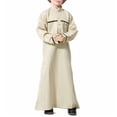 thumbnail image 1 of EnJoCho Boys Arabic Thobe Solid Long Sleeve Musli𝗆 Kaftan Robe Crew Collar Button Islami𝖼 Ramadan Eid Outfit Traditional 𝖢ostume, 1 of 9
