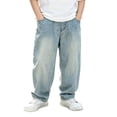 thumbnail image 1 of EnJoCho Boys Baggy Jeans Elastic Waist Straight Wide Leg Denim Pants Kids Teen Vintage Distressed Streetwear Jeans Fashion Trousers Boys Jeans Casual Back-to-School, 1 of 8