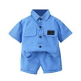 EnJoCho Boys Clothes Size 5 Boys Short Sleeve Button Shirt Two Piece Set Kids Lapel Pocket Work