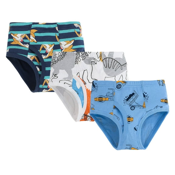 EnJoCho Boys' Cotton Underwear 3PCS Cute Print Briefs, Soft Breathable Trunks, Comfortable Kids Underwear Set with Fun Cartoon Designs