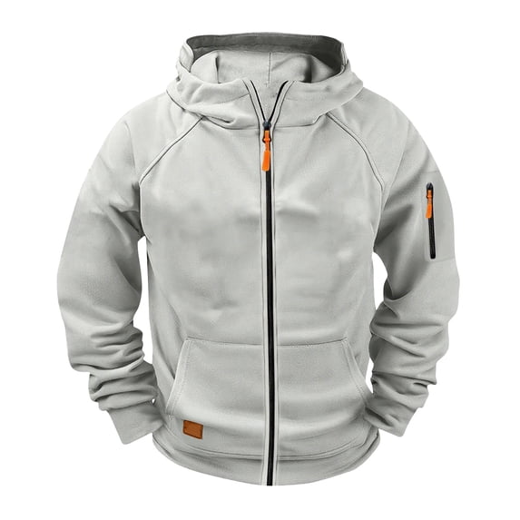EnJoCho Boys Full Zip Hooded Sweatshirt Plain Thick Fleece Jacket With Cargo Pockets Long Sleeve Outerwear Suitable Teen Youth Boys Outdoor Activewear And Cool Weather Daily Clothing
