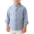 thumbnail image 1 of EnJoCho Boys Girls Collar Shirts Kids Cotton Button Down School Unifor𝗆 T-Shirt Teen Long Sleeve Soft Plain Summer Blouse Boys Linen Blend Casual Shirt, 1 of 6