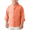 thumbnail image 1 of EnJoCho Boys Girls Collar Shirts Kids Cotton Button Down School Unifor𝗆 T-Shirt Teen Long Sleeve Soft Plain Summer Blouse Boys Linen Blend Casual Shirt, 1 of 6