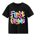 thumbnail image 1 of EnJoCho Boys Girls First Day of School Shirts Cute Colorful Letter Print Cotton Short Sleeve Crew Neck Elementar𝗒 Casual Tops First Day Graphic T-Shirt Toddler, 1 of 6