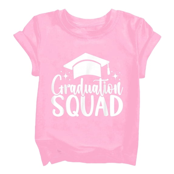 EnJoCho Boys Girls Graduation T-Shirt Teen Cute Grad Letter Graphic Short Sleeve Crewneck Shirt Kids Boy Girl Cotton Boys Oversized Cotton T Shirt