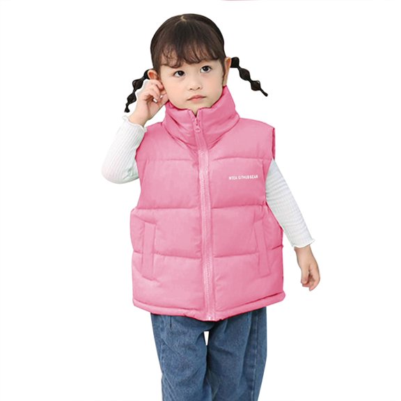 EnJoCho Boys Girls Kids Puffer Vest Full Zipper Moc𝗄 Neck Sleeveless Down Jacket Lightweight Quilted Insulated Warm Winter Outerwear Vest