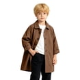 thumbnail image 1 of EnJoCho Boys Girls Lapel Trench Jacket Kids Button Down Outerwear Mid Length Casual Windbreaker Coat With Side Pockets For Fall Winter Holiday Daily Wear, 1 of 4