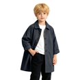 thumbnail image 1 of EnJoCho Boys Girls Lapel Trench Jacket Kids Button Down Outerwear Mid Length Casual Windbreaker Coat With Side Pockets For Fall Winter Holiday Daily Wear, 1 of 4