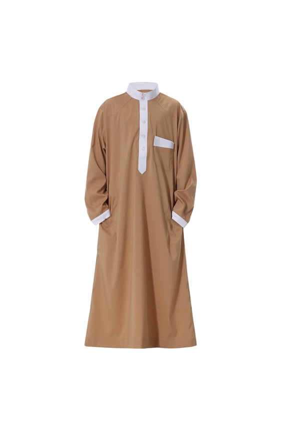 Boys Girls Lightweight Robe Coat with Round Tie Closure, Breathable Long Sleeve Arab Youth Loungewear for Large Kids Spring Summer Autumn Essentials