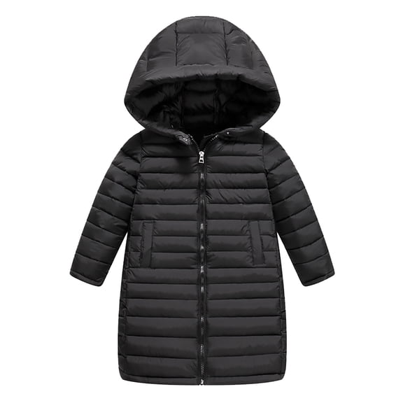 EnJoCho Boys Girls Long Hooded Quilted Puffer Jacket Lightweight Packable Down Coat Winter Windproof Water Resistant Outdoor Parka with Pockets Thermal Outerwear