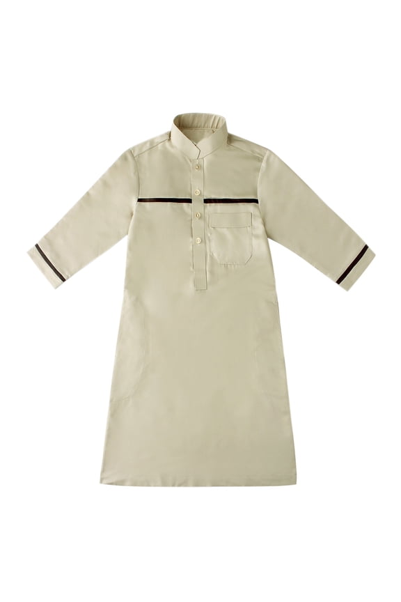 Boys Girls Robe Coat with Secure Tie Pockets, Soft Long Sleeve Mid-Layer Arab Youth Wear for Big Kids Spring Summer Autumn Versatile Outfit