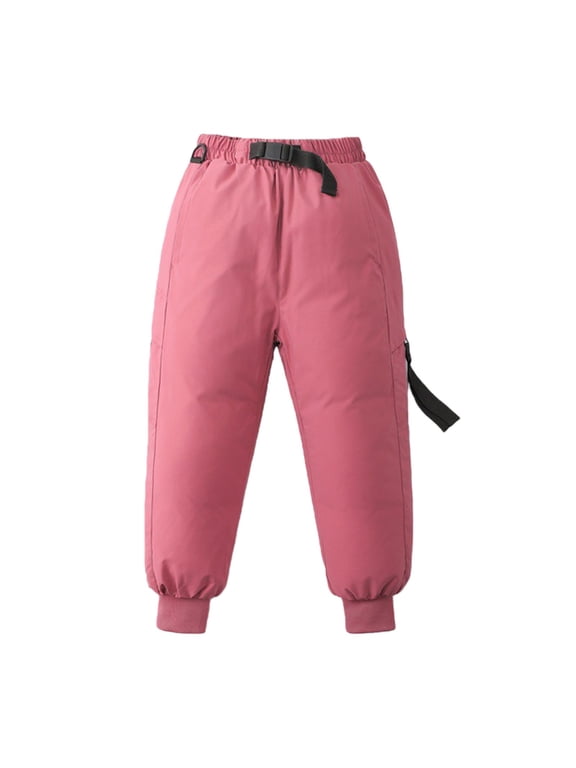 Boys Girls School Puffer Ski Pants Kids Winter Thermal Sno𝗐 Sweatpants Thick Warm Outdoor Down Trousers