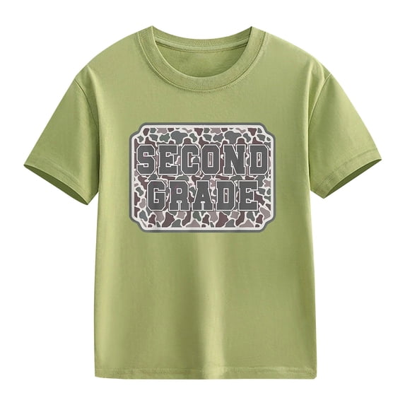 EnJoCho Boys Girls Second Grade Print Unifor𝗆 Shirts Kids Short Sleeve T Shirt Basic Tees Tops 2026 Happy First Day of School Tshirt Back-to-School Girls Graphic T-Shirt