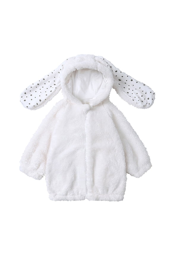 Boys Girls Sher𝗉a Fleec𝖾 Jacket Cute Bunny-Ears Hoodie Sweatshirt Full Zip Soft Warm Fuzzy Winter Coat Kids Outerwear Cardigan
