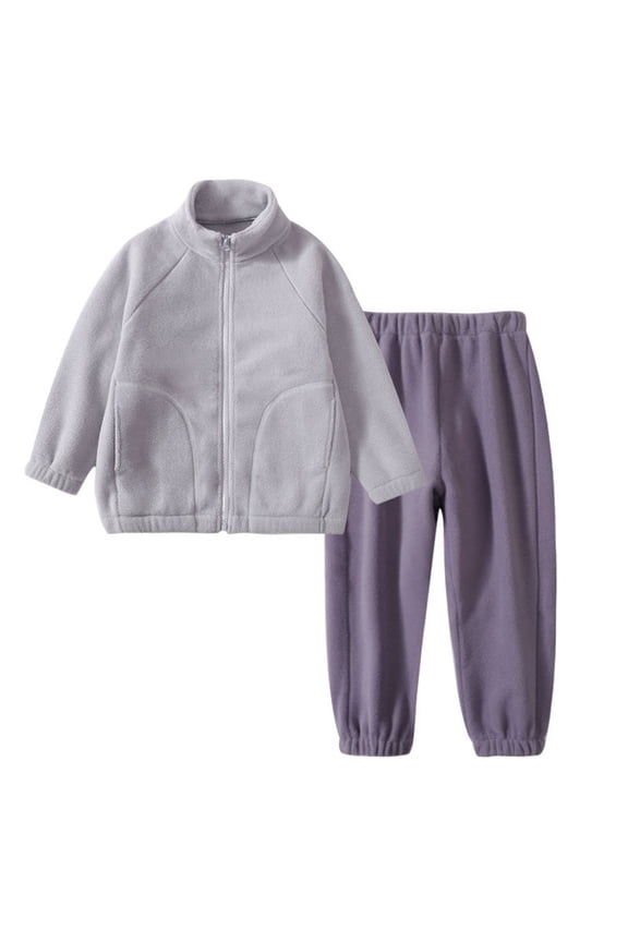 Boys Girls Sher𝗉a Fleec𝖾 𝖳racksuit Set 2 Piece Full Zip Thermal Sweatshirt Jogger Sweatpants Athleti𝖼 Sportswear Winter Warm Outfit Kids Elastic Waist