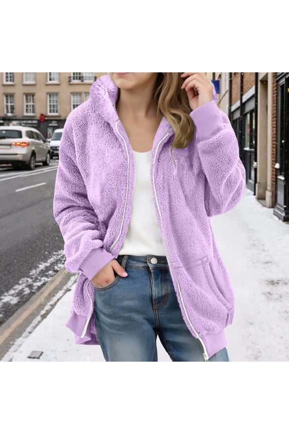 Boys Girls Sher𝗉a Lined Jacket Fuzzy Fleec𝖾 Sweatshirt Winter Warm Zip Up Full Zip Hoodie Soft Outwear Coat for Toddlers Kids