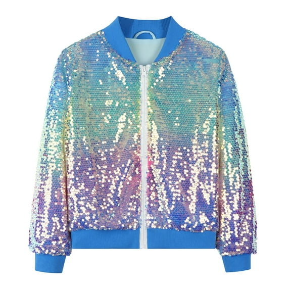 EnJoCho Boys Girls Spring Autumn Street Dance Jacket Sequined Embroidered Tops For Middle Large Children Outerwear Coat Dance Wear Performance Jacket Sequined Coat