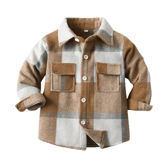 EnJoCho Boys Girls Toddler Flannel Shirts 2025 Casual Long Sleeve Lapel Button Down Winter Plaid Jacket Outwear Clothes