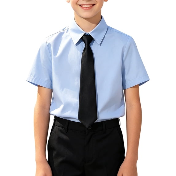 EnJoCho Boys Girls White Dress Shirt Short Sleeve School Uniforđť—† Formal Button Down Top for Kids Cotton Oxforđť–˝ Blouse Bowtie Shirts Back-To-School Girls Short Sleeve T-Shirt