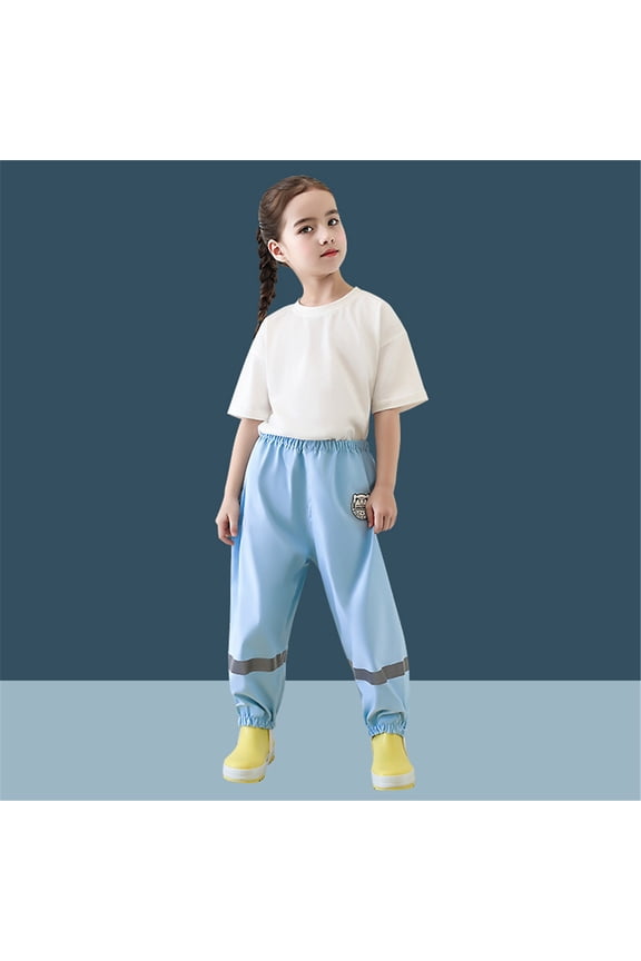 Boys Girls 𝖶aterproof Rain Pants Lightweight Reflective Cargo Trousers Outdoor Rainwear Toddler Kids Playground Comfortable Durable Fit