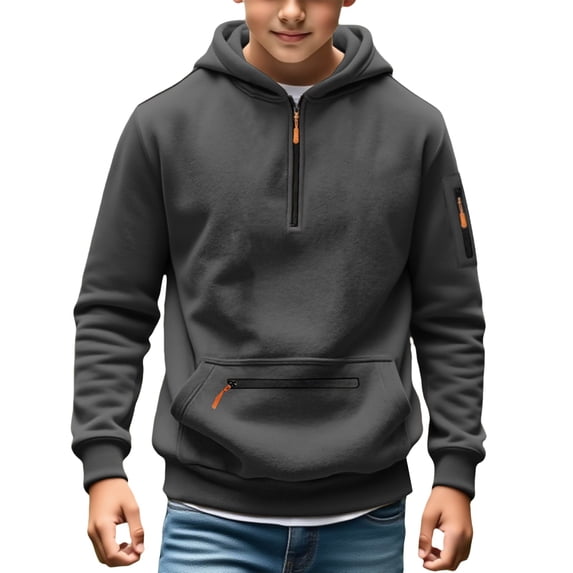 EnJoCho Boys Half Zip Hoodies Casual Fall Winter Fashion Long Sleeve Hooded Sweatshirts Baggy Comfy Y2πͺ Pullover Tops with Pockets