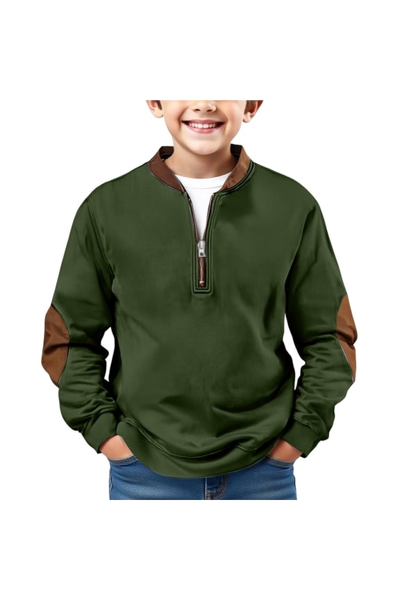 Boys Half-Zip Sweatshirt - Long Sleeve School Pullover Hoodie, Lightweight Fall & Winter Casual Outerwear for Teens