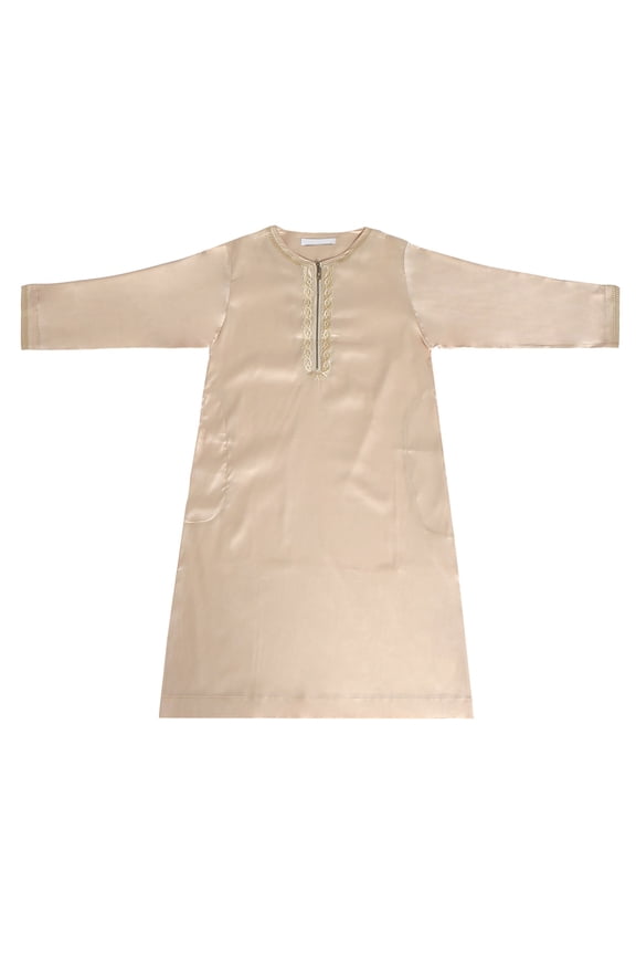 Boys Kids Arabic Thobe Musli𝗆 Robe Long Sleeve Kaftan Embroidered Islami𝖼 Prayer Dress Ramadan Eid Outfit Traditional Middle Easter𝗇 Clothing