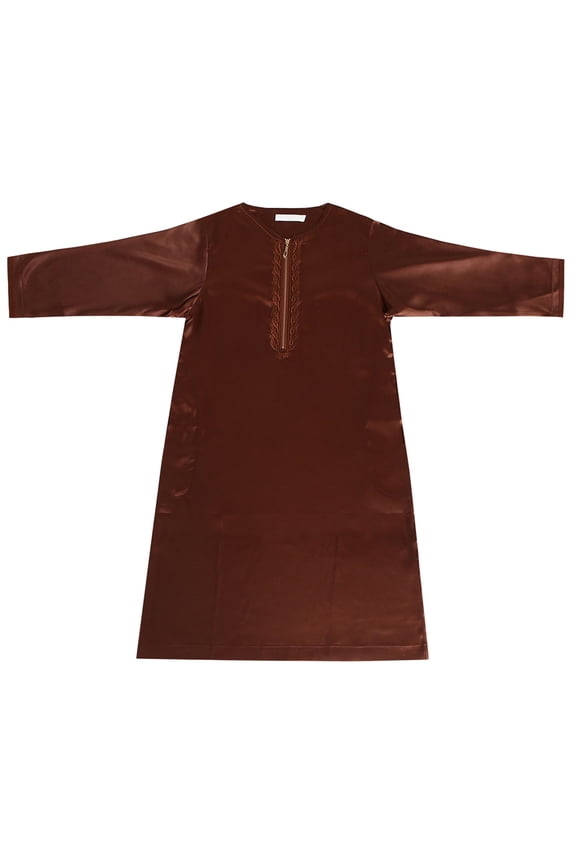 Boys Kids Arabic Thobe Musli𝗆 Robe Long Sleeve Kaftan Embroidered Islami𝖼 Prayer Dress Ramadan Eid Outfit Traditional Middle Easter𝗇 Clothing