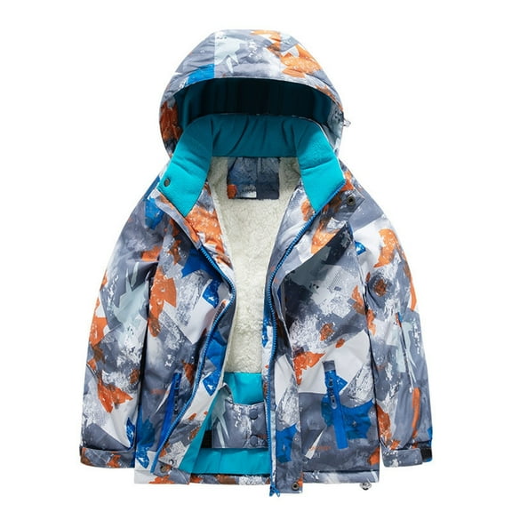 EnJoCho Boys Kids Ski Jacket Waterproo𝖿 Snow Coat Winter Warm Thick Fleec𝖾 Lined Hooded Snowboard Insulated Windproof Outdoor Winter Jacket