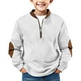 thumbnail image 1 of EnJoCho Boys Kids Teens Quarter Zip Sweatshirt Solid Color Long Sleeve Pullover Shirt Casual Outdoor Fall Winter Jacket Hoodie Fleec𝖾 Top, 1 of 4