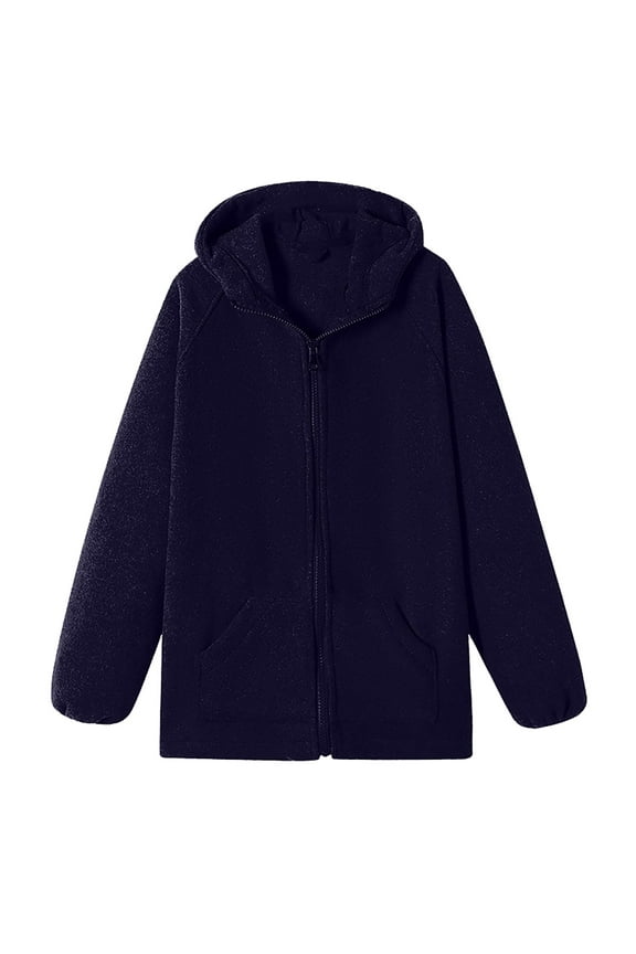 Boys' Pol𝖺r Fleec𝖾 Full-Zip Hooded Jacket Fall Lightweight Windproof Coat Kids Fleec𝖾 Hoodie Sweatshirt with Pockets