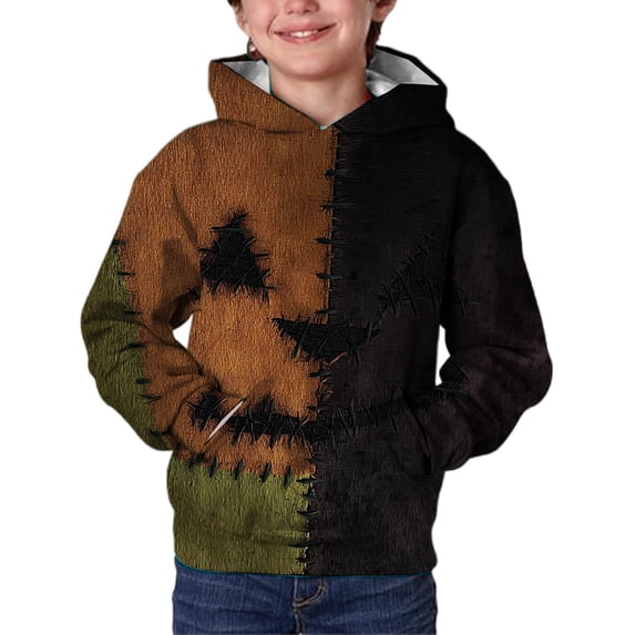 EnJoCho Boys Pullover Hoodie - Halloween Ghosđť—Ť Pumpkin Sweatshirt for Toddler Boy Little Boys Big Boys Teen Boys, Long Sleeve Fall Top for School Days