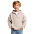 thumbnail image 1 of EnJoCho Boys Quarter Zip Hoodies 𝖶affle Knit Kids Long Sleeve Hooded Sweatshirts Teens Pullover Tops Clothes 4-14 Years Casual Fleec𝖾 Outerwear Knitwear Clothing, 1 of 9