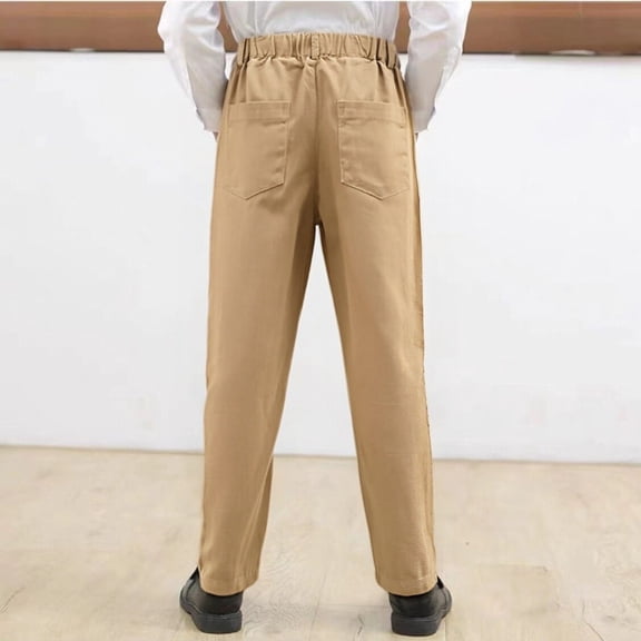 EnJoCho Boys School 𝖴niform Pants Elastic Back Waistband Dress Performance Pants Straight Leg Fit Kids 3-14 Years Pants Trousers 𝖴niform Wear Childrens Clothing