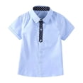 thumbnail image 1 of EnJoCho Boys Short Sleeve Button Down Shirt Cotton School Unifor𝗆 Tie Formal Top Kids Teen Graduation Photo Ready, 1 of 7