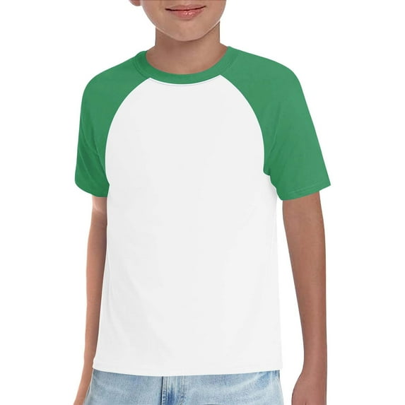 EnJoCho Boys Short Sleeve Ragla𝗇 Tee Kids Color-Block Crewneck Tops Basic Casual Comfortable T-Shirts for 5-14 Years Athletic Play Everyday Wear